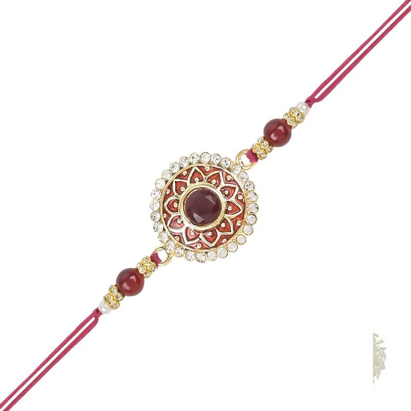 rakshabhandhan special meenakari kundan stone rakhi with roli chawal for bhaiya/brother/mens 