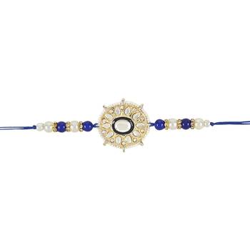 rakshabhandhan special kundan stone rakhi with roli chawal for bhaiya/brother/mens  2