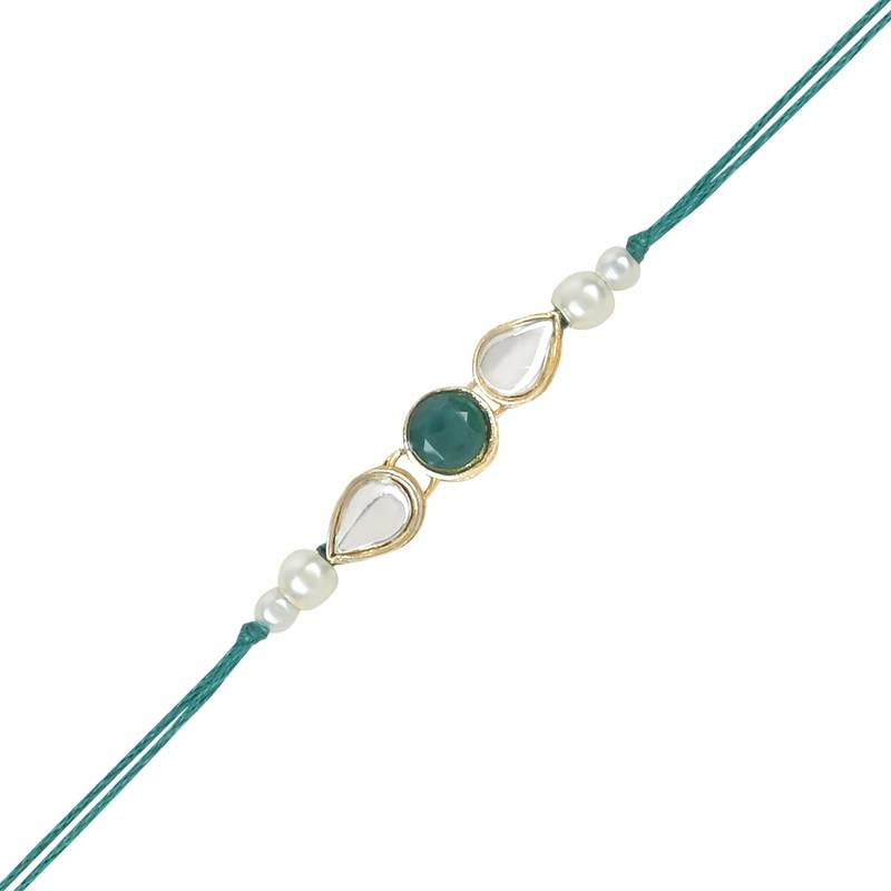 rakshabhandhan special kundan stone rakhi with roli chawal for bhaiya/brother/mens 