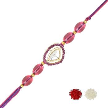 rakshabhandhan special kundan stone rakhi with roli chawal for bhaiya/brother/mens  2
