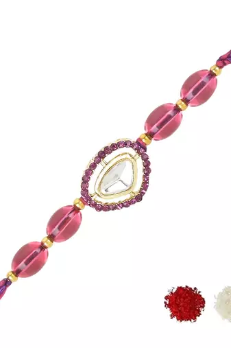 rakshabhandhan special kundan stone rakhi with roli chawal for bhaiya/brother/mens 