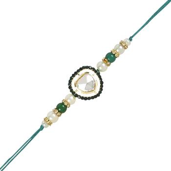 rakshabhandhan special kundan stone rakhi with roli chawal for bhaiya/brother/mens  2