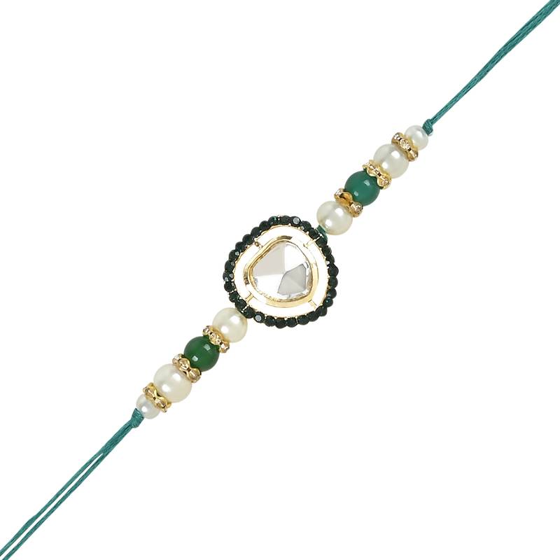 rakshabhandhan special kundan stone rakhi with roli chawal for bhaiya/brother/mens 