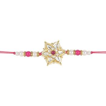 rakshabhandhan special kundan stone rakhi with roli chawal for bhaiya/brother/mens  3