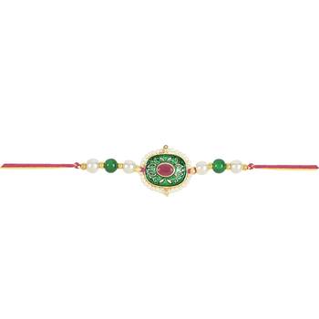 rakshabhandhan special kundan stone rakhi with roli chawal for bhaiya/brother/mens  2
