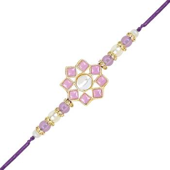 rakshabhandhan special kundan stone rakhi with roli chawal for bhaiya/brother/mens  3