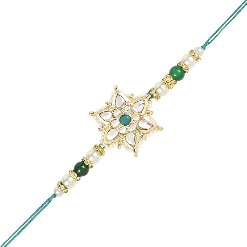 rakshabhandhan special kundan stone rakhi with roli chawal for bhaiya/brother/mens 