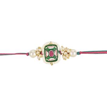 rakshabhandhan special kundan stone rakhi with roli chawal for bhaiya/brother/mens  2