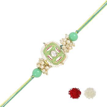 rakshabhandhan special kundan stone rakhi with roli chawal for bhaiya/brother/mens  4