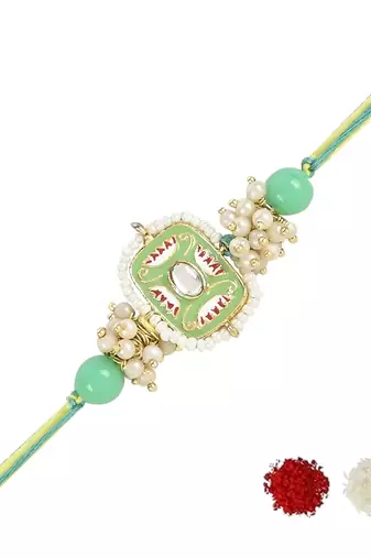 rakshabhandhan special kundan stone rakhi with roli chawal for bhaiya/brother/mens 