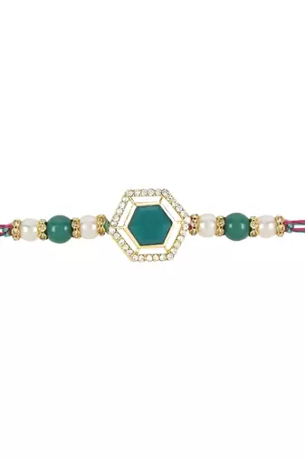rakshabhandhan special kundan stone rakhi with roli chawal for bhaiya/brother/mens 