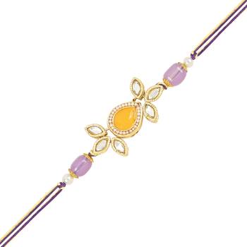 rakshabhandhan special kundan stone rakhi with roli chawal for bhaiya/brother/mens  3