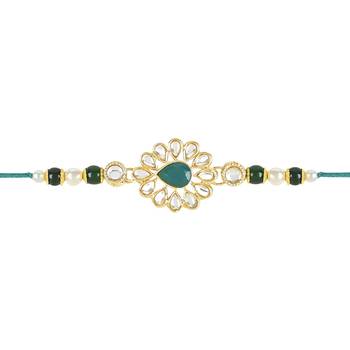rakshabhandhan special kundan stone rakhi with roli chawal for bhaiya/brother/mens  2