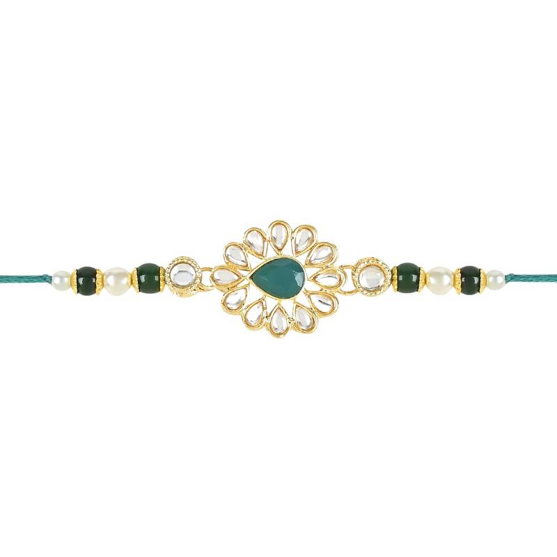 rakshabhandhan special kundan stone rakhi with roli chawal for bhaiya/brother/mens 