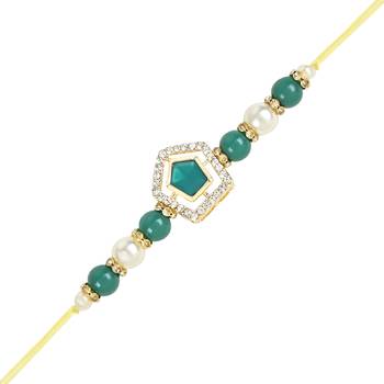 rakshabhandhan special kundan stone rakhi with roli chawal for bhaiya/brother/mens  2