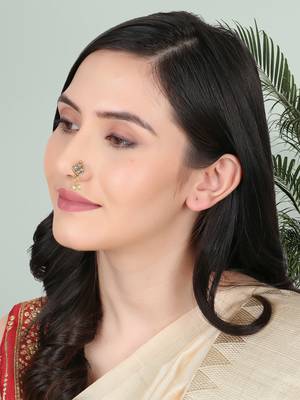 Set of 6 gold-plated stone studded clip-on nosepins 4