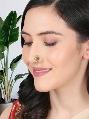 Set of 6 gold-plated stone studded clip-on nosepins 5