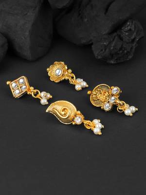 Set of 6 gold-plated stone studded clip-on nosepins 1