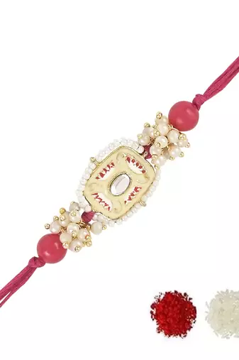 rakshabhandhan special kundan stone rakhi with roli chawal for bhaiya/brother/mens 