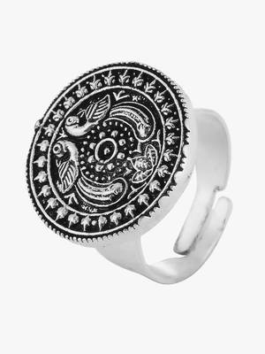 Silver-toned oxidized adjustable ring 2