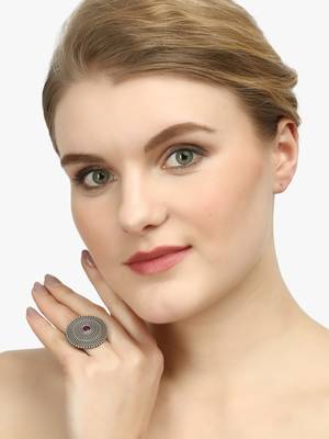 Silver-toned oxidized adjustable ring 2