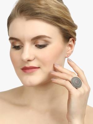 Silver-toned oxidized adjustable ring 3