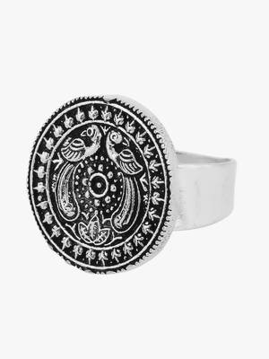 Silver-toned oxidized adjustable ring 4