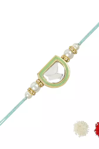 rakshabhandhan special kundan stone rakhi with roli chawal for bhaiya/brother/mens