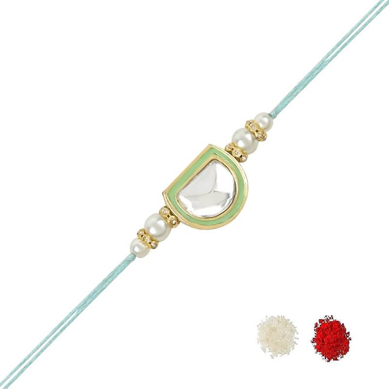rakshabhandhan special kundan stone rakhi with roli chawal for bhaiya/brother/mens
