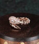 Women rose-gold plated stone studded snake shape adjustable finger ring