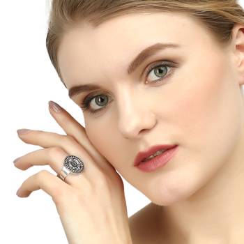 Silver-toned oxidized adjustable ring 5