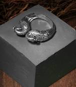 Silver plated peacock finger ring
