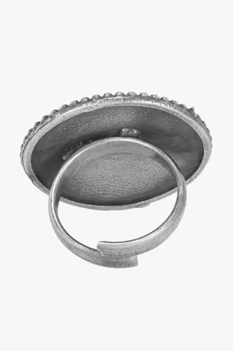 Silver-toned oxidized adjustable ring