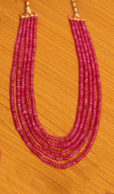 5 Line Semi Precious Stone Pink Beaded Necklace 1