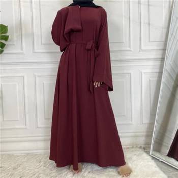 Maroon Crepe Islamic Plain Abaya for Women 1