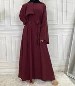Maroon Crepe Islamic Plain Abaya for Women