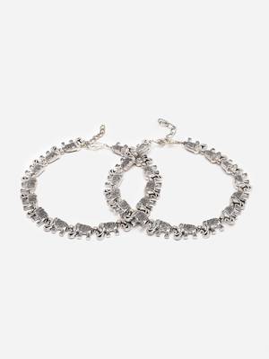 Sashagerman oxidised silver anklets pair for women, nature tribal style with elepant carvings 3