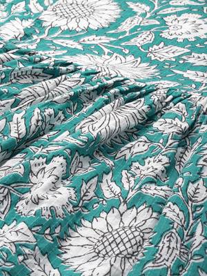 Blue floral kantha print cotton maternity dress 5