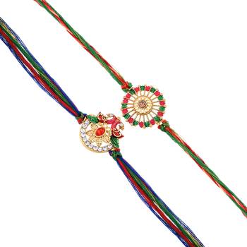 Handcrafted peacock rakhi set of 2 2