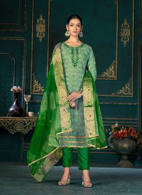 Green Colour Fancy Festive Salwaar Kameez For Girlish Trendy Looks 1
