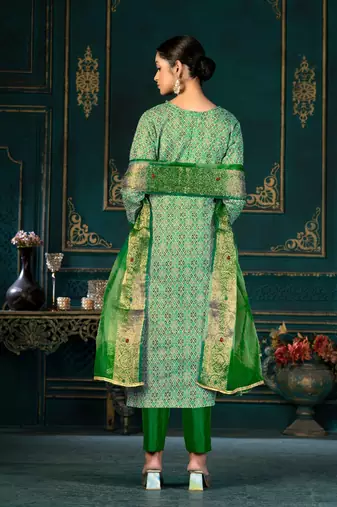Green Colour Fancy Festive Salwaar Kameez For Girlish Trendy Looks