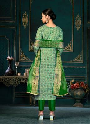 Green Colour Fancy Festive Salwaar Kameez For Girlish Trendy Looks 3