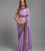 Onion Zari Lace Designer Embroidered Blouse With Belt Party Saree