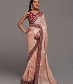 Peach Zari Lace Designer Embroidered Blouse With Belt Party Saree