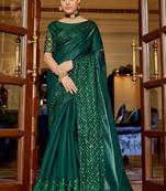 Stylish Designer Green Premium Saree For Party Looks