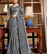 Stylish Designer Dark Grey Premium Saree For Party Looks