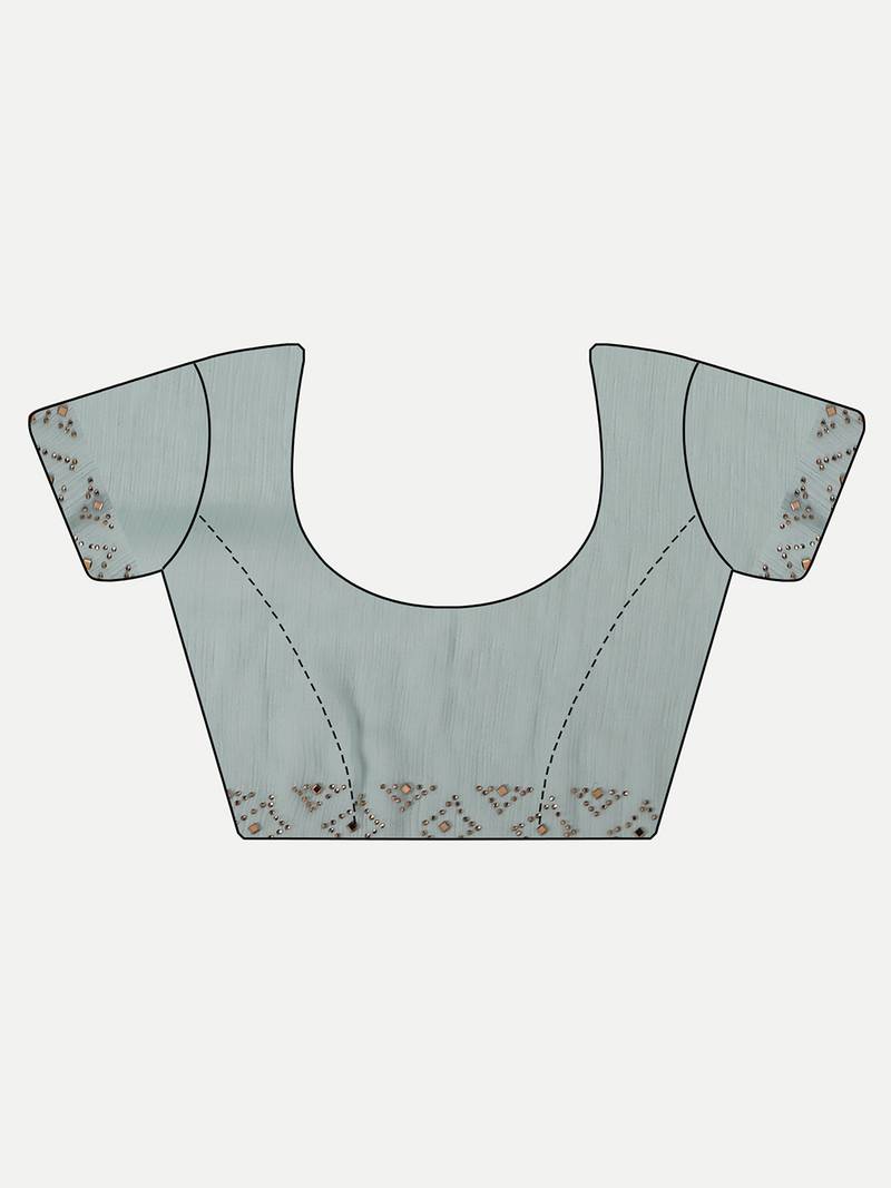 Kasee Women'S Green & Pink Floral Pure Chiffon Saree With Border With Unstitched Blouse Piece