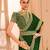 Partywear Green Colour Embroidered Saree With Heavy Blouse And Belt