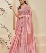 Smart And Girlish Pink Siroski Work Saree