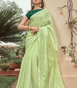 Smart And Girlish Pista Siroski Work Saree